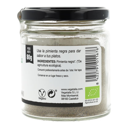 Poivre noir en poudre Bio Vegetalia 80 g