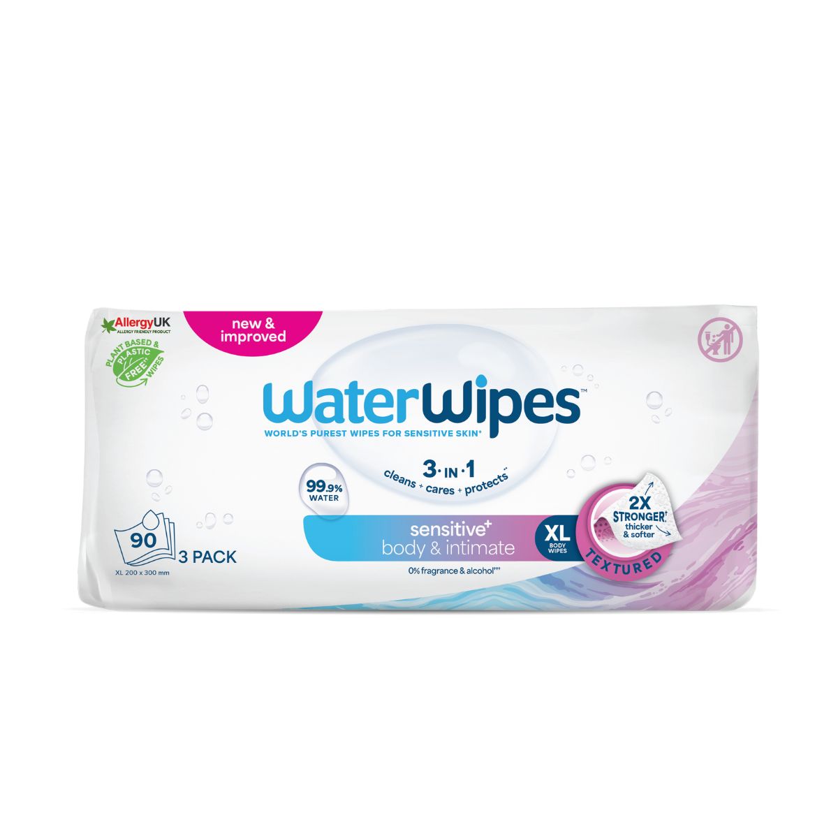 Chusteczki dla dorosłych WaterWipes, opakowanie 3 paczki po 30 szt.