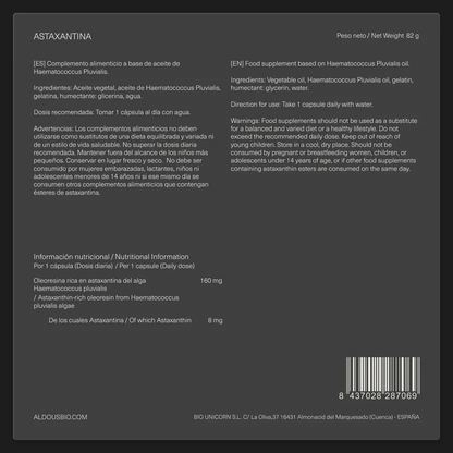 Reines natürliches Astaxanthin 8 mg, 160 mg Astaxanthin-reiches Öl Aldous Bio 120 Kapseln