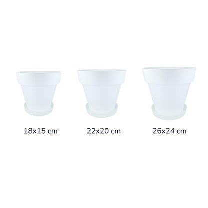 Zestaw doniczka z podstawką w kolorze białym Tes 18 x 15 cm