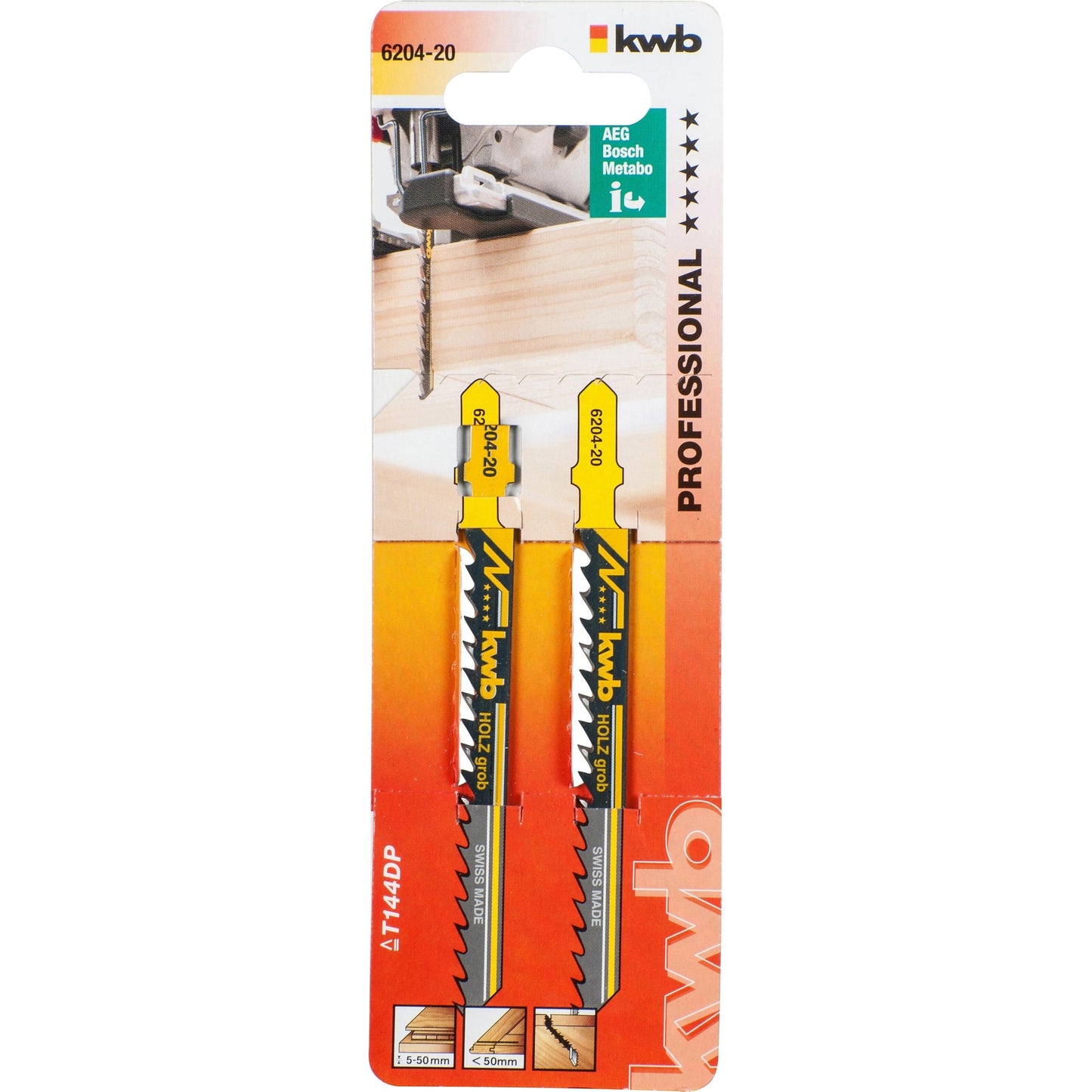 Två HCS-sticksågblad för trä 100 grovsågning KWB PRO