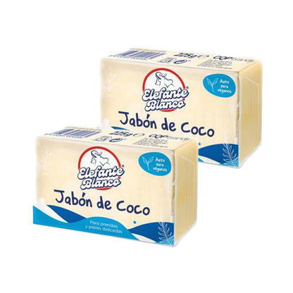 Pack of 2 White Elephant Coconut Soaps, Mimidu, 225 g