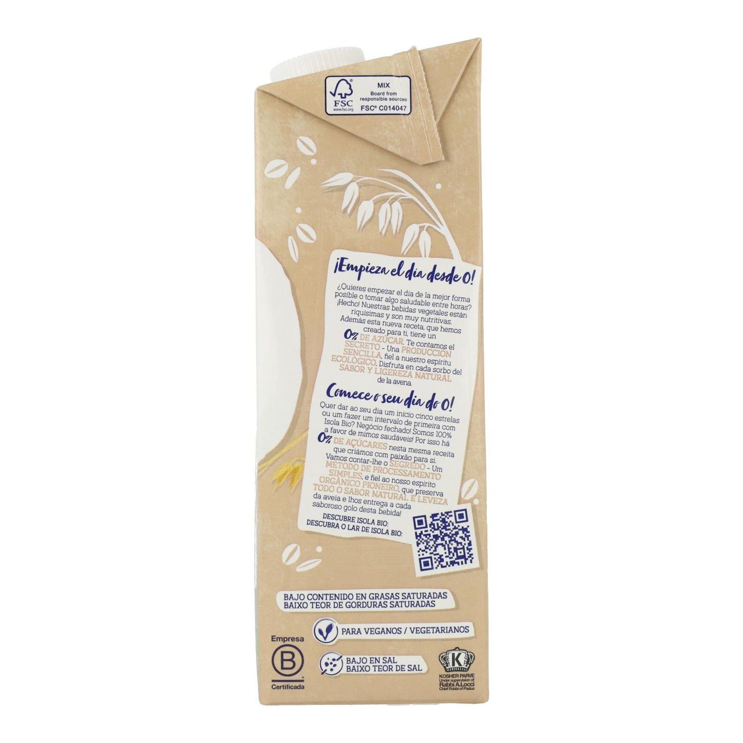 Haverdrank 0% suikers BIO, 1 l. Isola Bio