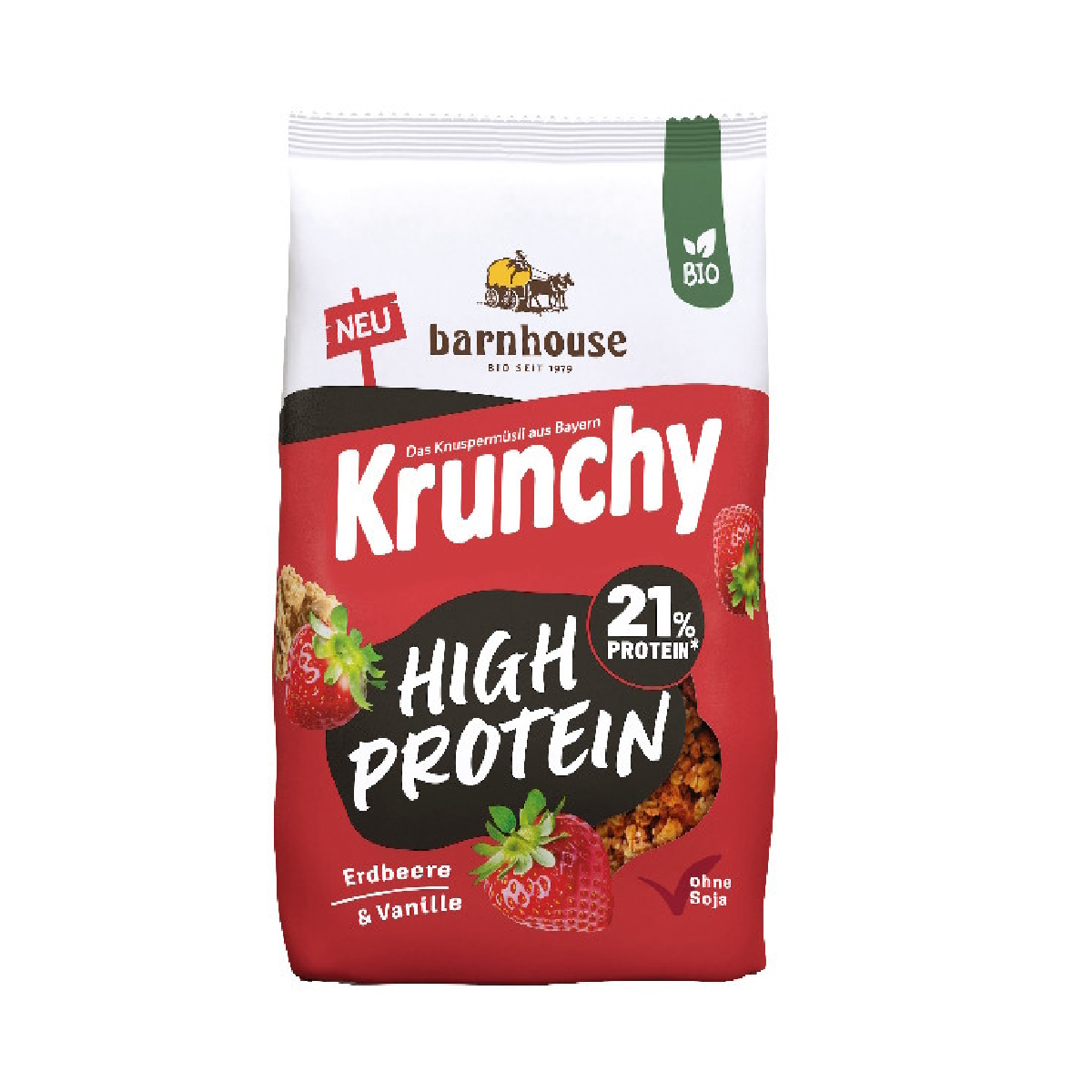High Protein Strawberry Krunchy Muesli Barnhouse 375 g
