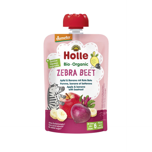 ZEBRA BEET - Appel, banaan, rode biet (vanaf 6 maanden) Eco/Dem Holle 100 g
