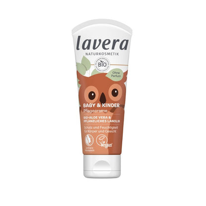Crema idratante ultra sensibile per neonati e bambini con aloe, lanolina e burro di karité, Lavera 75 ml
