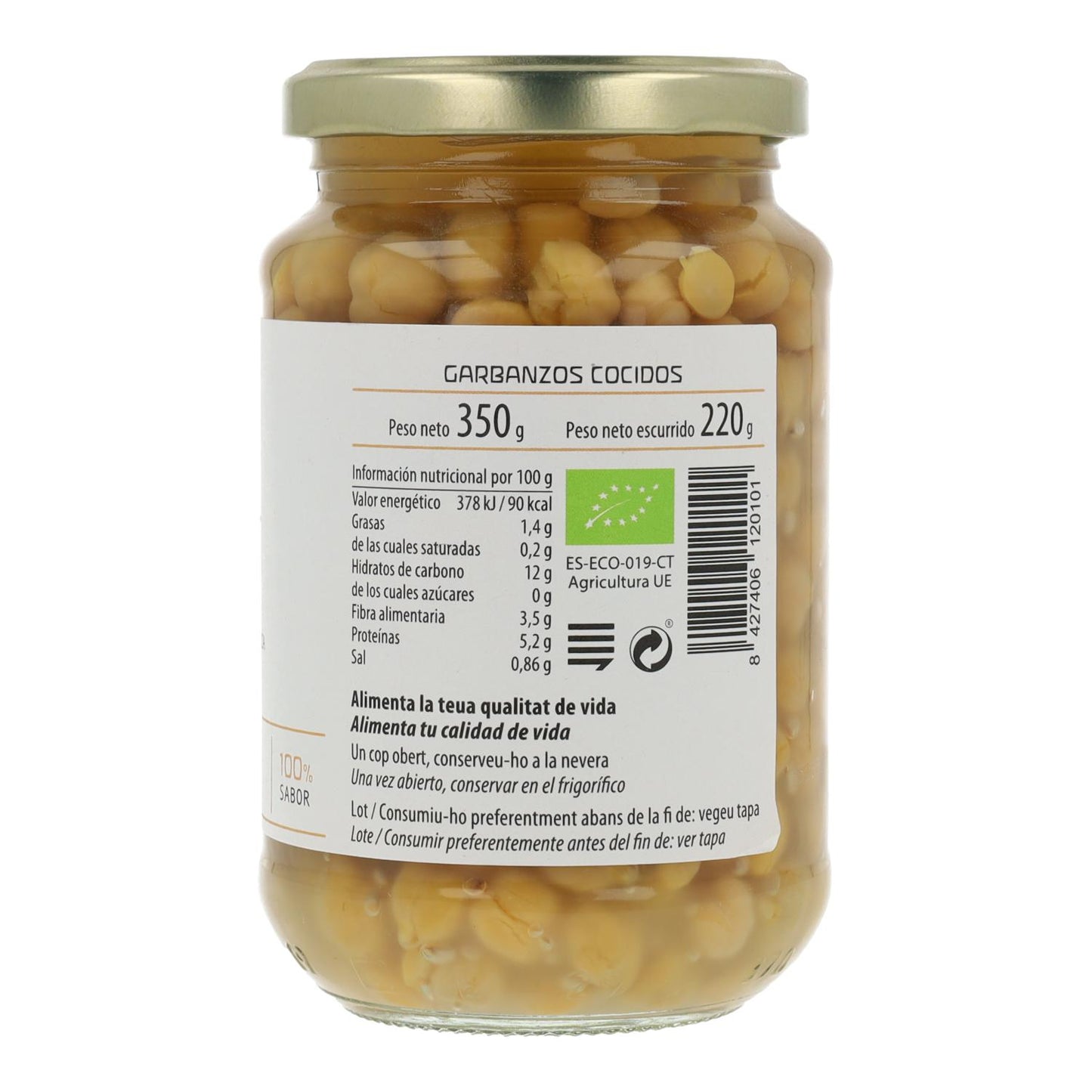 Pack of 6 x Cal Valls organic cooked chickpeas 220 g