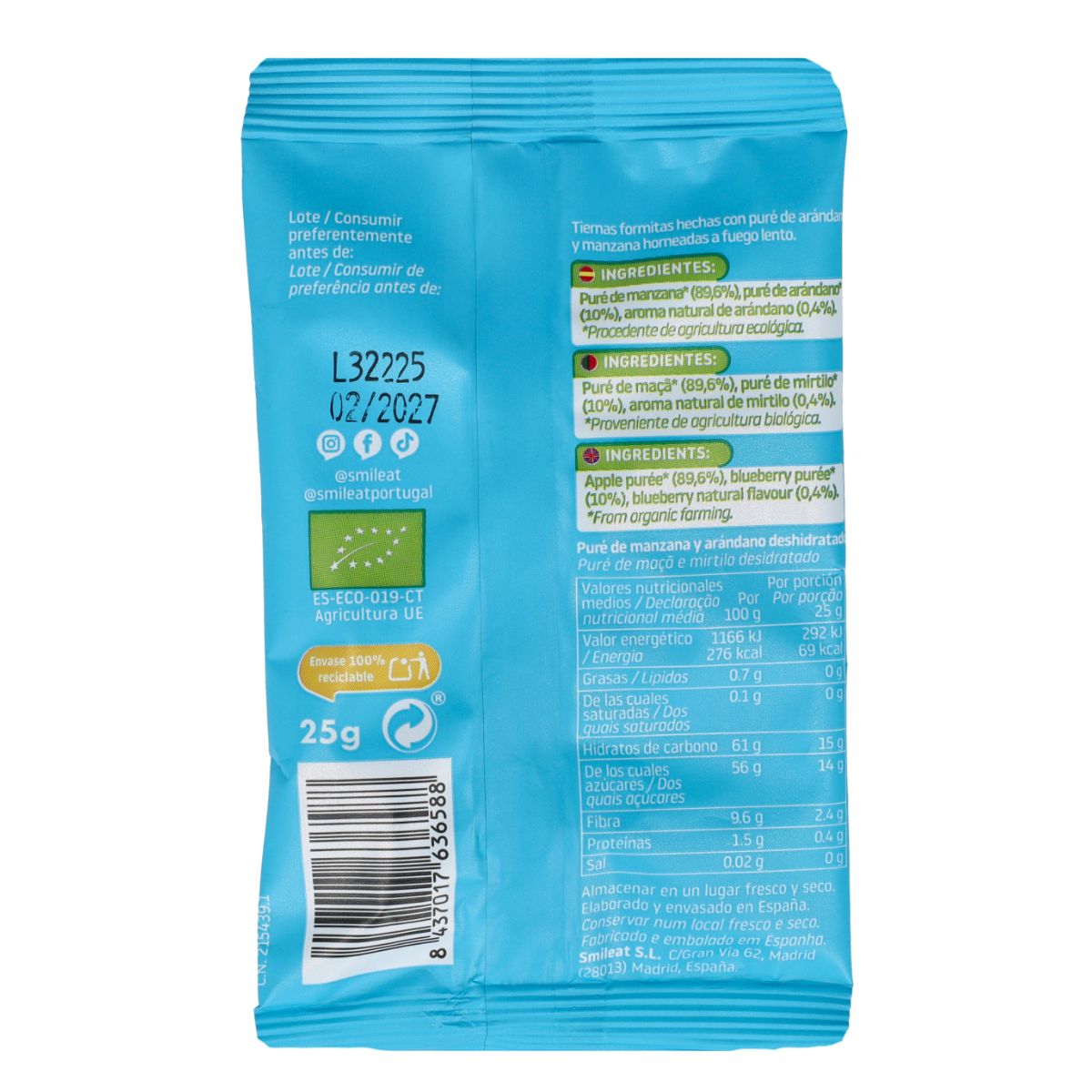Snack mela e mirtillo ECO 25 g, Triboo