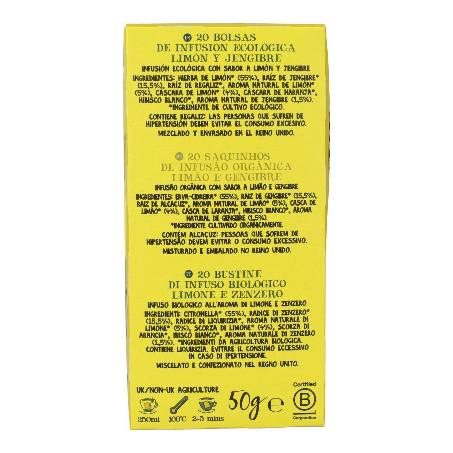 Infusion Supreme Citron et Gingembre Bio Cupper 20 sachets