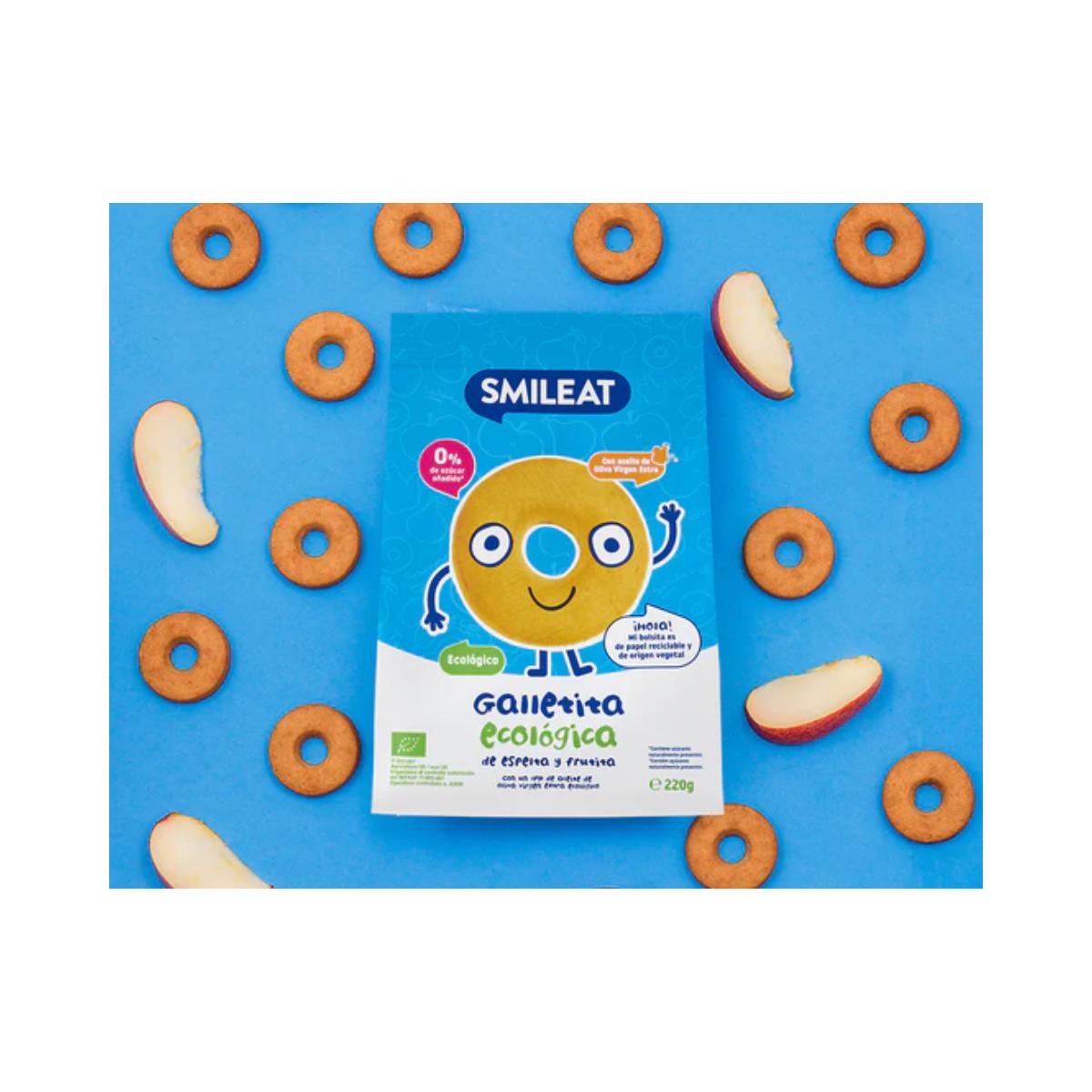 12-pack ekologiska speltkakor med äpple för barn Smileat, 220 g