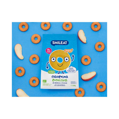 12-pack ekologiska speltkakor med äpple för barn Smileat, 220 g