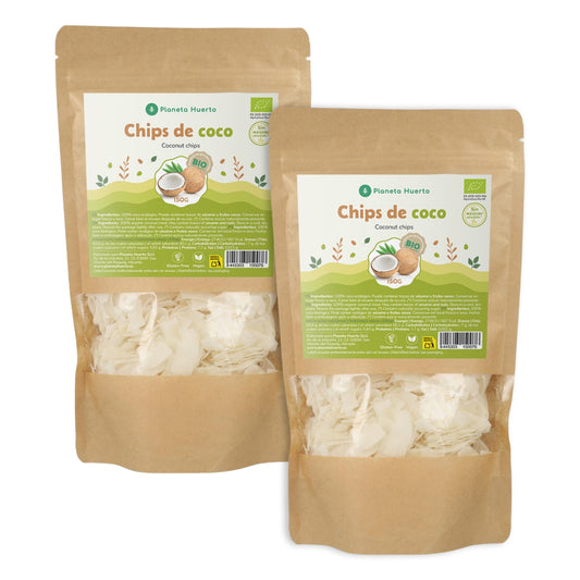 Opakowanie 2x Chipsy kokosowe bez cukru ECO Planeta Huerto 150 g