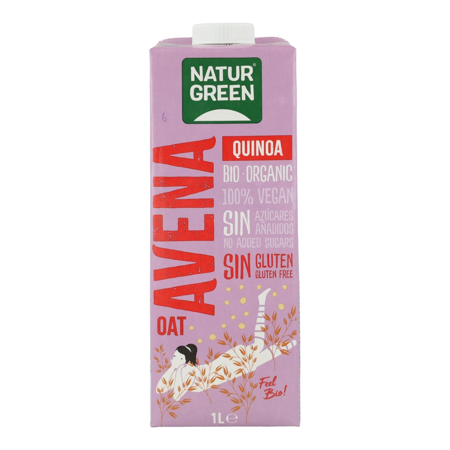 Pakket van 6 stuks Biologische glutenvrije havermout- en quinoadrank NaturGreen 1 l
