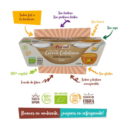 Postre Estilo Crema Catalana Bio Ecomil 2 uds de 125 g