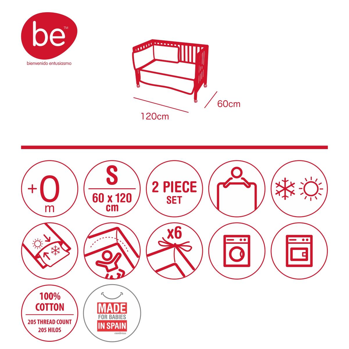 Quilt + cot protector set by BE 60x120 cm. Various colours Lion chalk