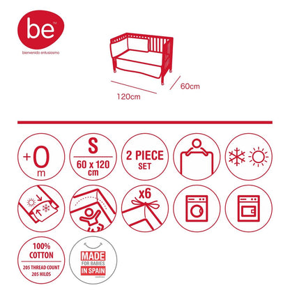 Quilt + cot protector set by BE 60x120 cm. Various colours Lion chalk