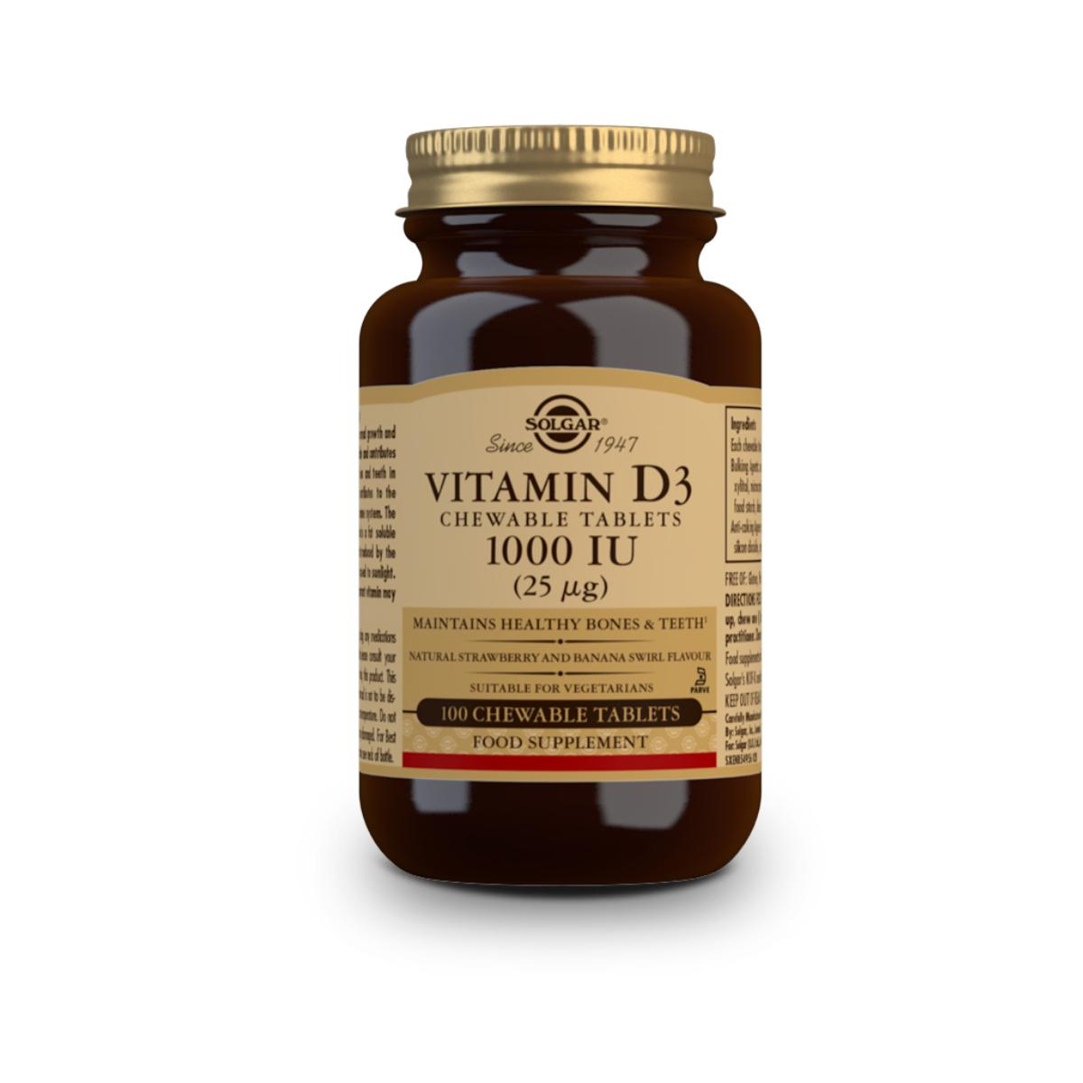Vitamina D3 1000 UI, 100 compresse masticabili da 25μg