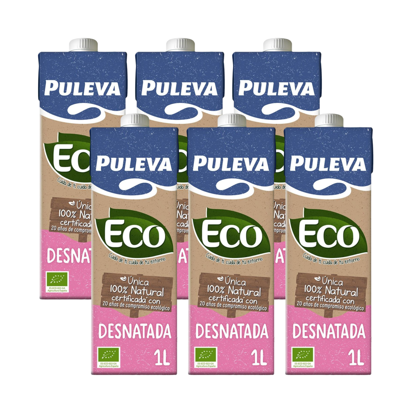 6er-Pack ökologische Magermilch Puleva, 1 l