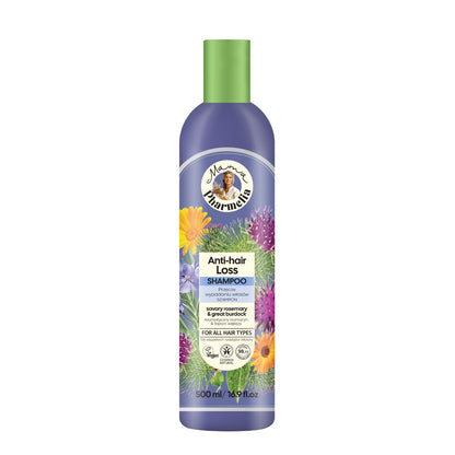 Hair Loss Prevention Shampoo with Aromatic Rosemary and Nourishing Burdock, Mama Pharmelia, 500 ml