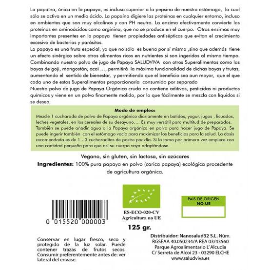 Papaya powder, Salud Viva 125 g