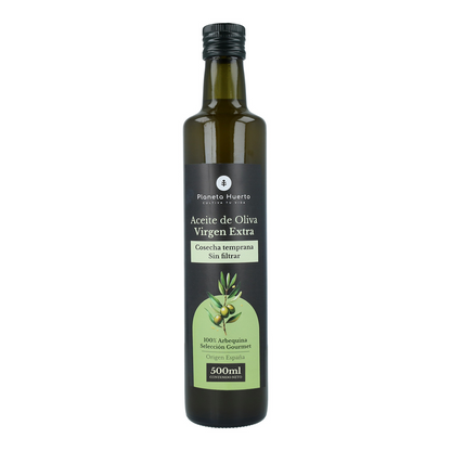 Lot de 3 bouteilles de 500 ml d'huile d'olive extra vierge verte non filtrée, de première récolte, de Planeta Huerto
