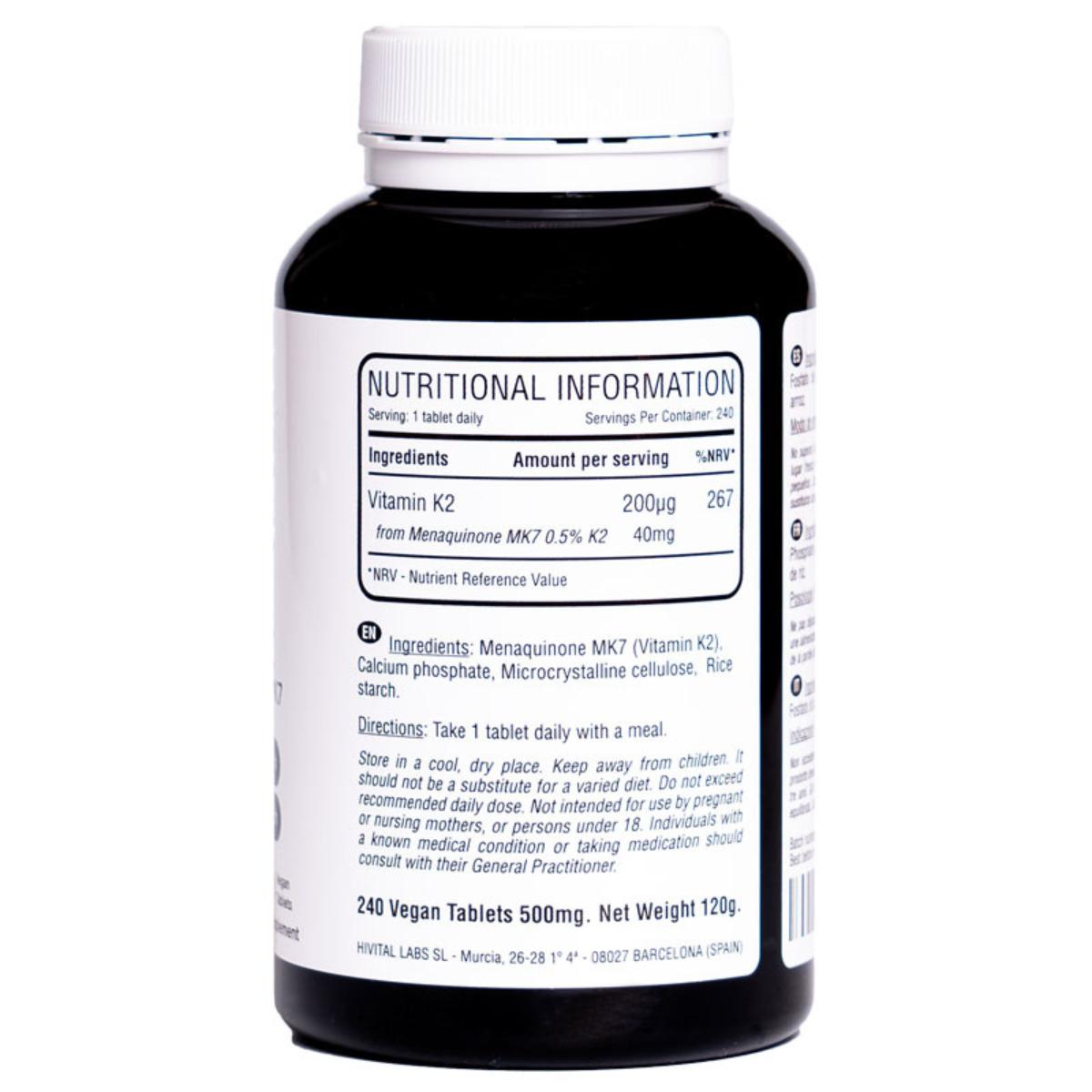 Witamina K2 MK7 200 mcg 240 tabletek wegańskich Hivital