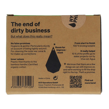 Hydrophil bamboo and organic cotton ear sticks, 100 pcs