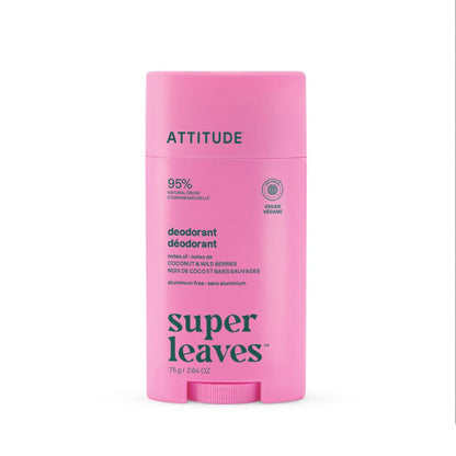 Super leaves Deodorant - Kokos och skogsbär twist and glide, Attitude, 75 g