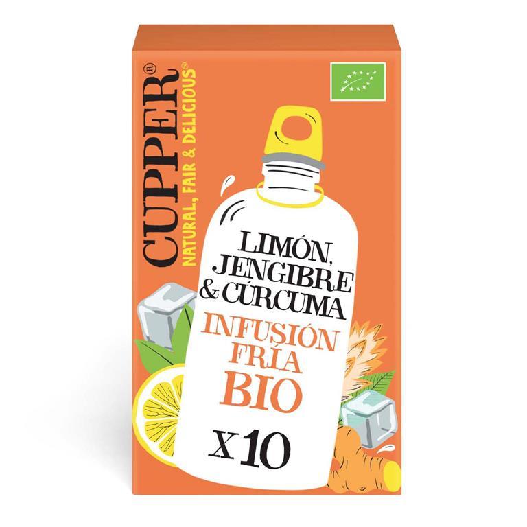 Infuso freddo con limone, zenzero e curcuma biologico Cupper 10 bustine
