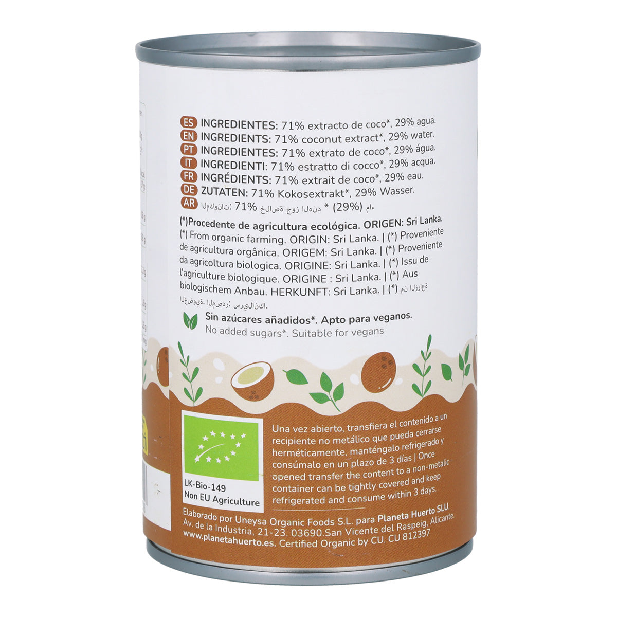 Coconut cream ECO Planeta Huerto 400 ml