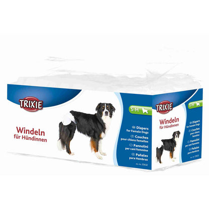 Trixie 12 Ultra-Absorbent Nappies for Female Dogs S-M