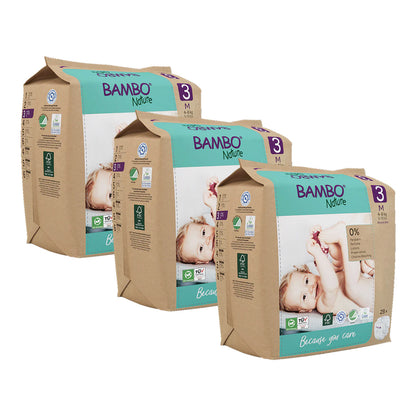 Pack of Bambo Nature Nappies Size 3 (4-8 kg), 3 x 28 units