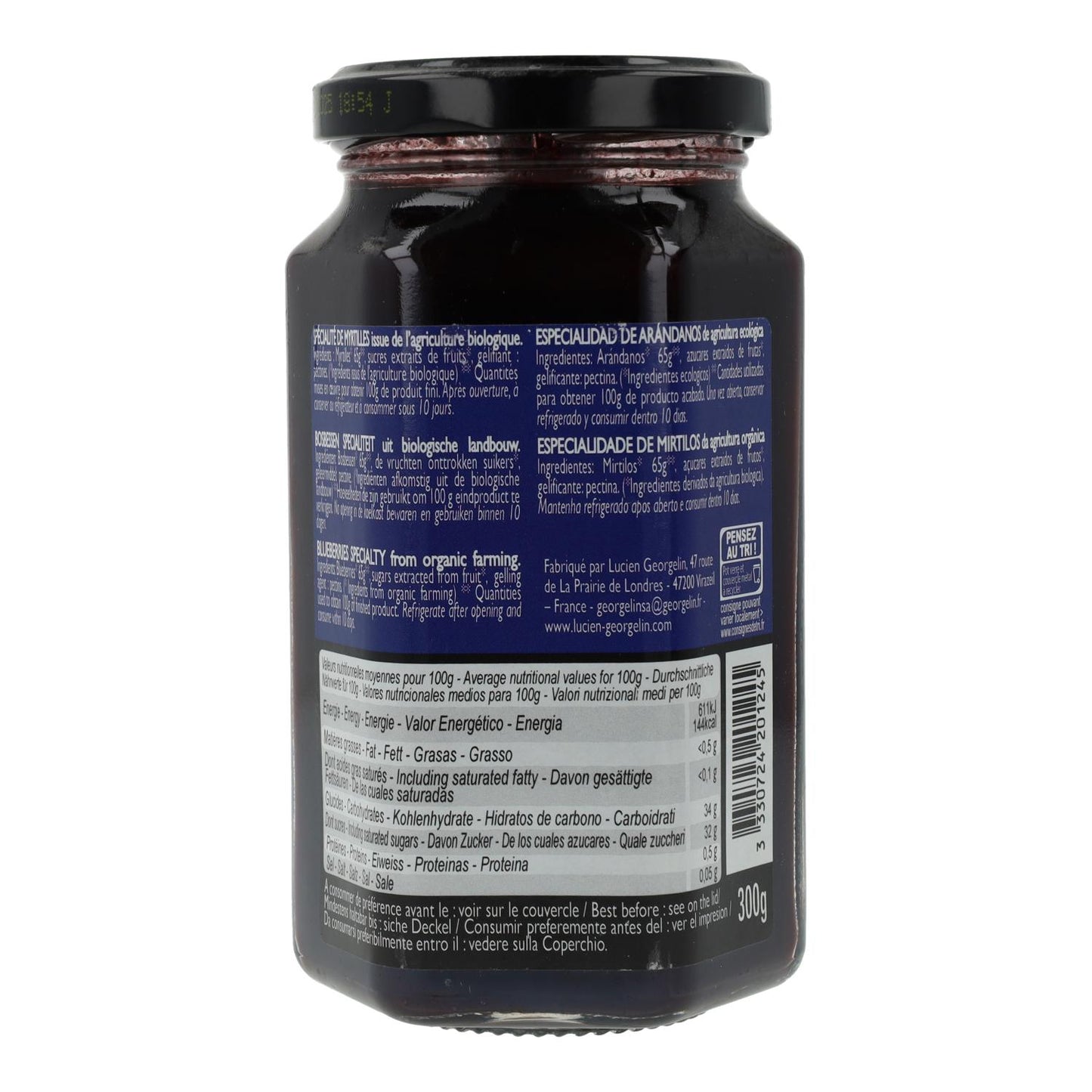 Biologische bosbessenjam Destination 300 g