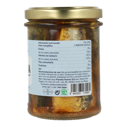 Pakje 6x Sardines in olijfolie ECO Planeta Huerto 190 gr