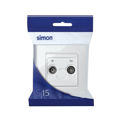 Simon 15 intermediate television socket, white