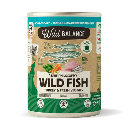 Puszka z rybą i indykiem BARF dla psów Wild Balance 400 g