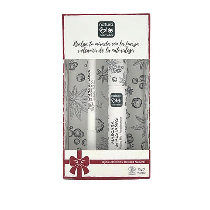 Caja Regalo Duo Maquillaje Ojos NaturaBIo Cosmetics, Lápiz de Ojos Negro + Máscara de Pestañas Negro Volumen, Natubio Cosmetics