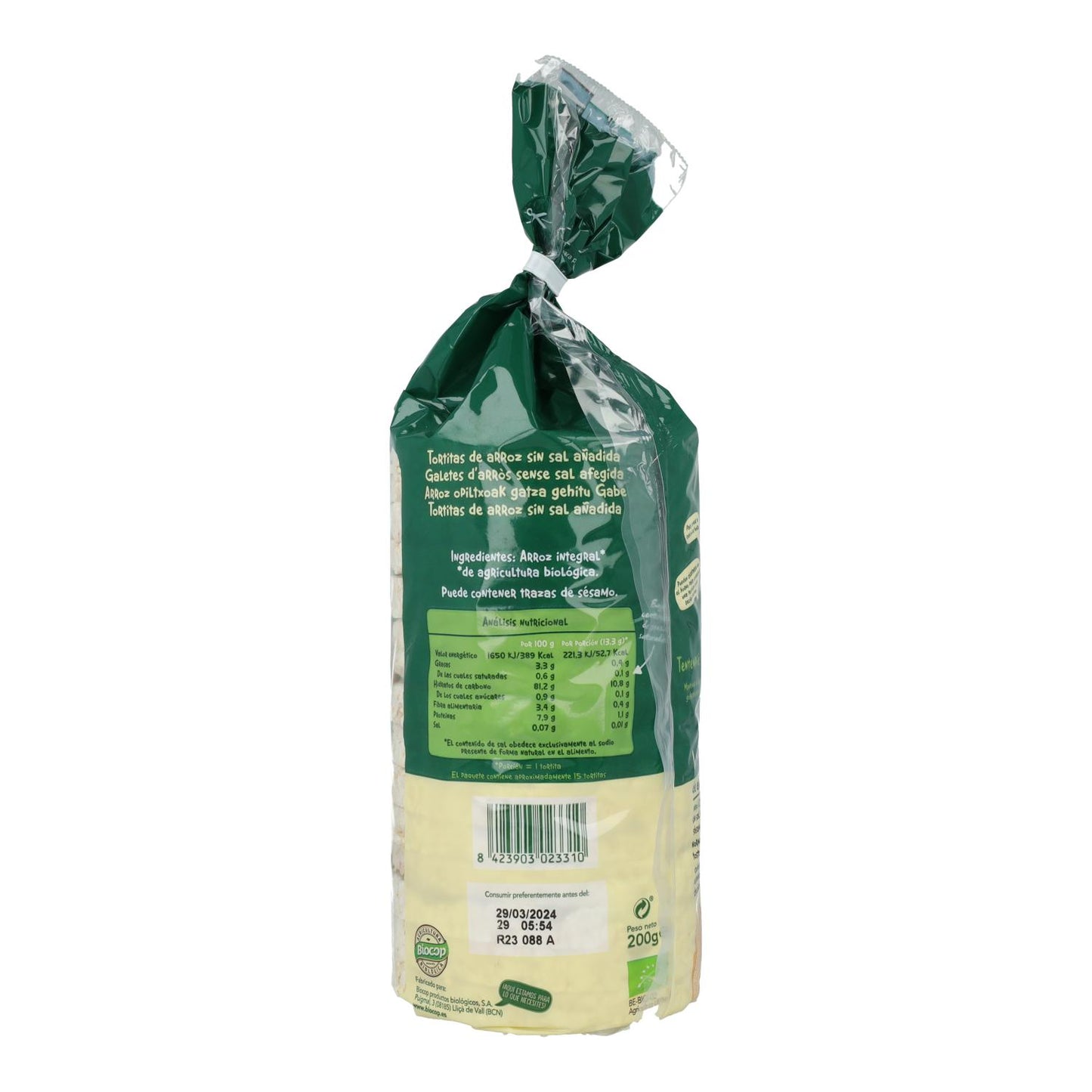 Bezsolne wafle ryżowe Biocop 200 g