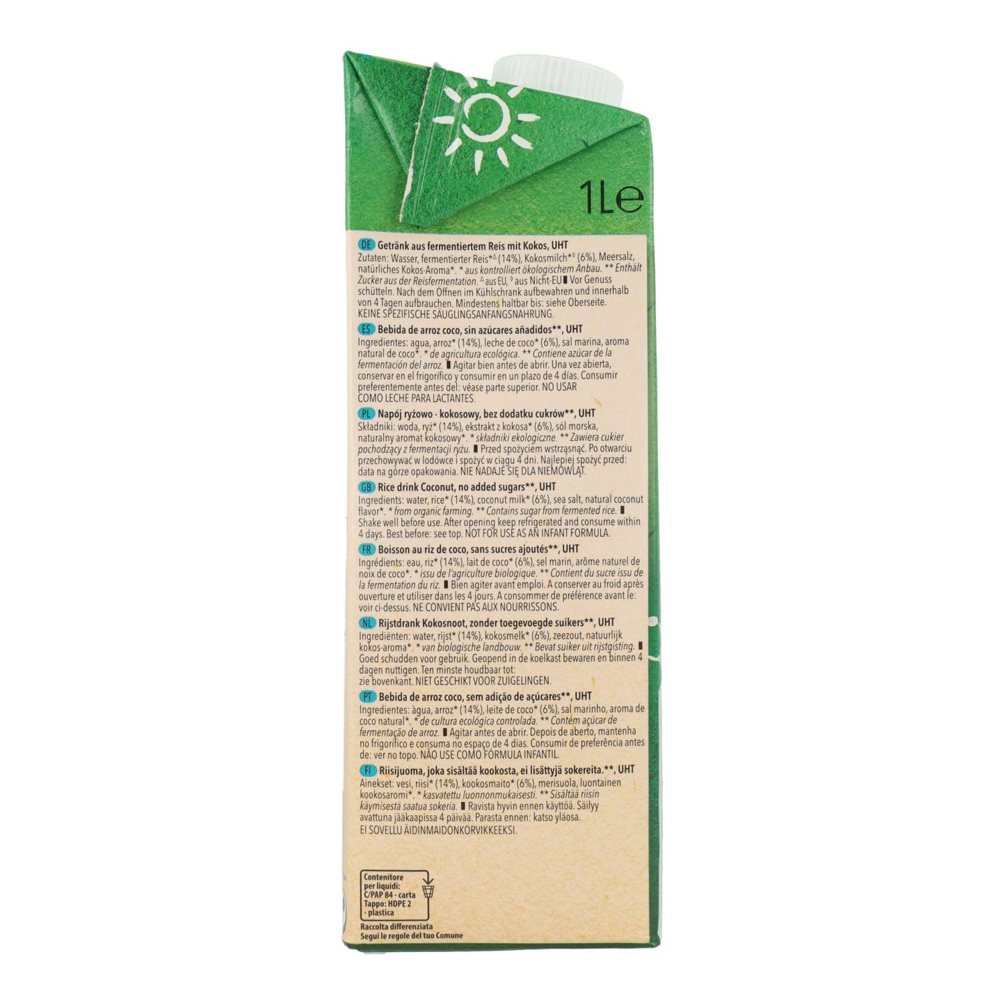 8er-Pack Bio-Reis-Kokos-Getränk Natumi 1 l