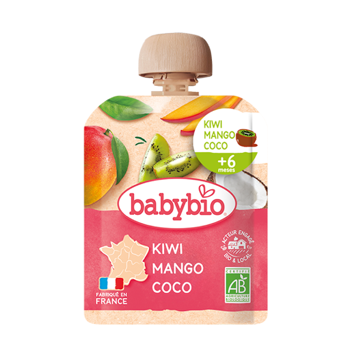 Kiwi, Mango and Coconut Drink Pouch (from 6 months) Babybio 90 g