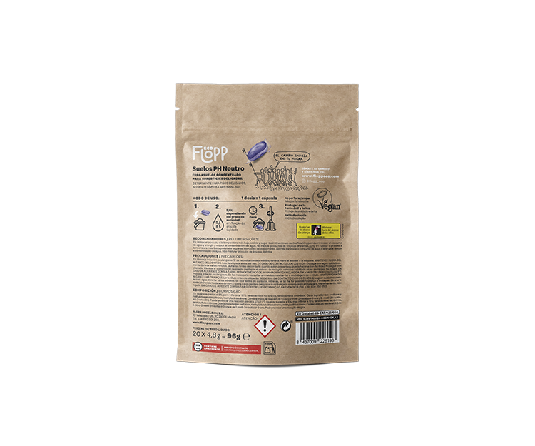 Pack 2 x Nettoyant pour sols ECO pH neutre doypack Flopp 20 capsules