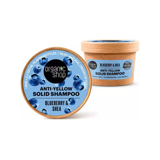 Shampoing solide anti-jaunissement à la myrtille et au karité, Organic Shop 60 g