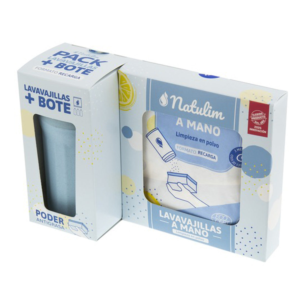 Poudre à vaisselle à la main Pack (bouteille + recharge) citron Natulim