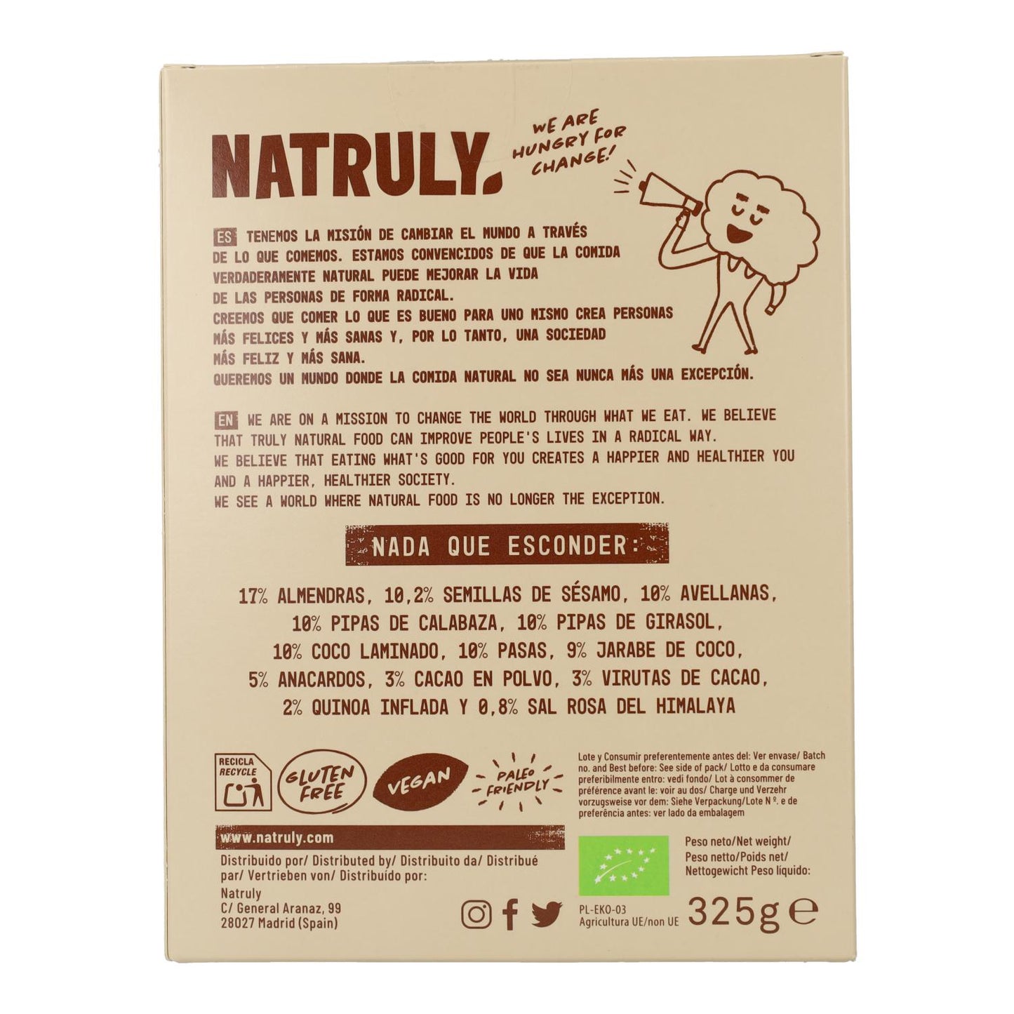 Granola cacao en quinoa Bio Natruly 325 g