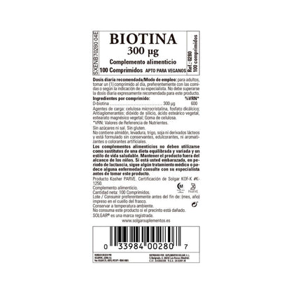 Biotin, 100 tablets of 300 μg