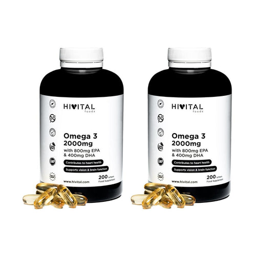 Pack 2x Oméga 3 2000 mg Hivital 200 perles