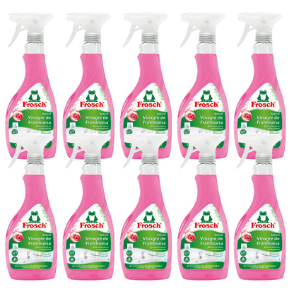 Pack of 10 Frosch raspberry anti-limescale spray 500 ml
