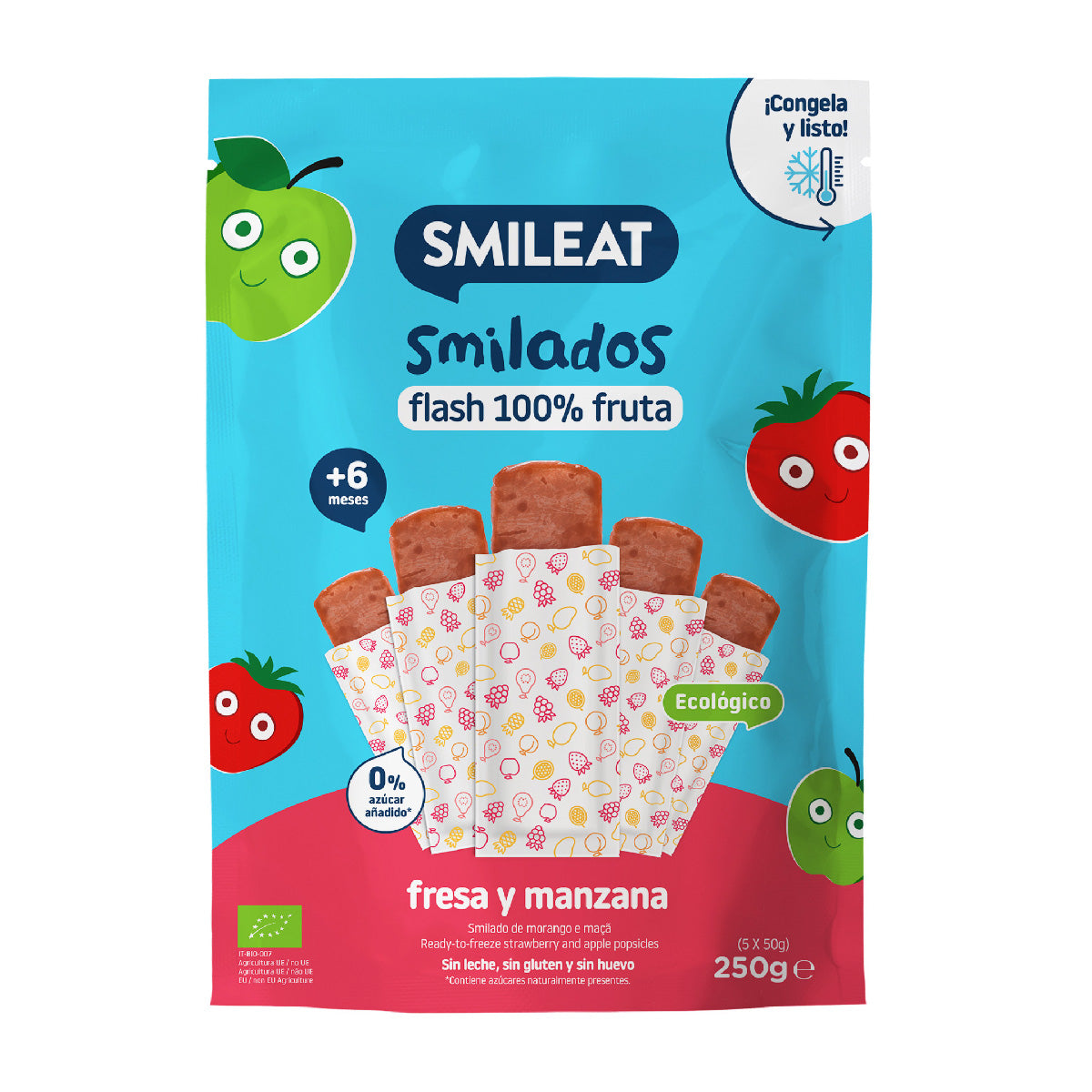 Pack Mix SMILADOS helados flash infantiles 100% fruta BIO Smileat 3 uds de 250 g