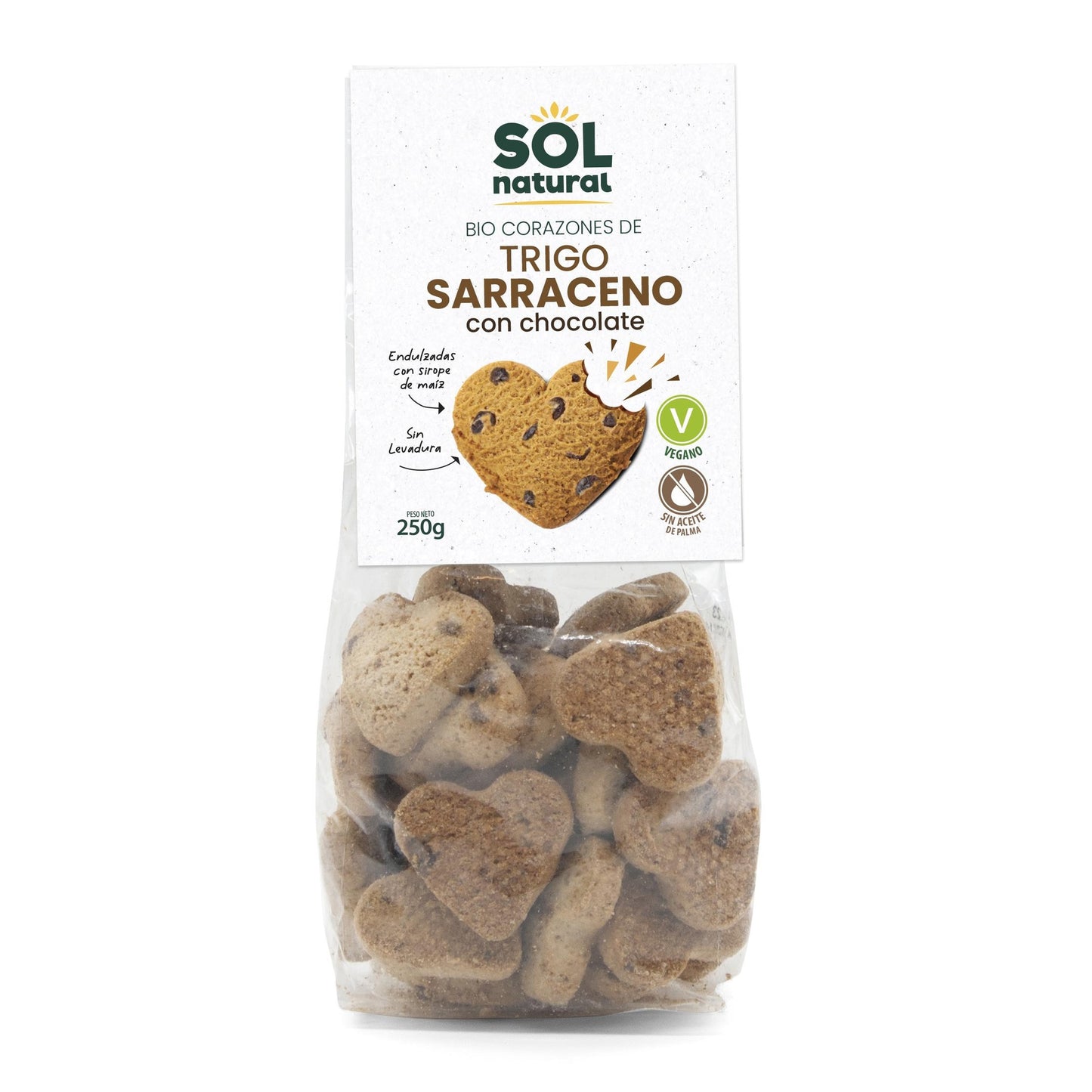 Biscuits aux cœurs de sarrasin et pépites de chocolat bio Sol Natural 250 g