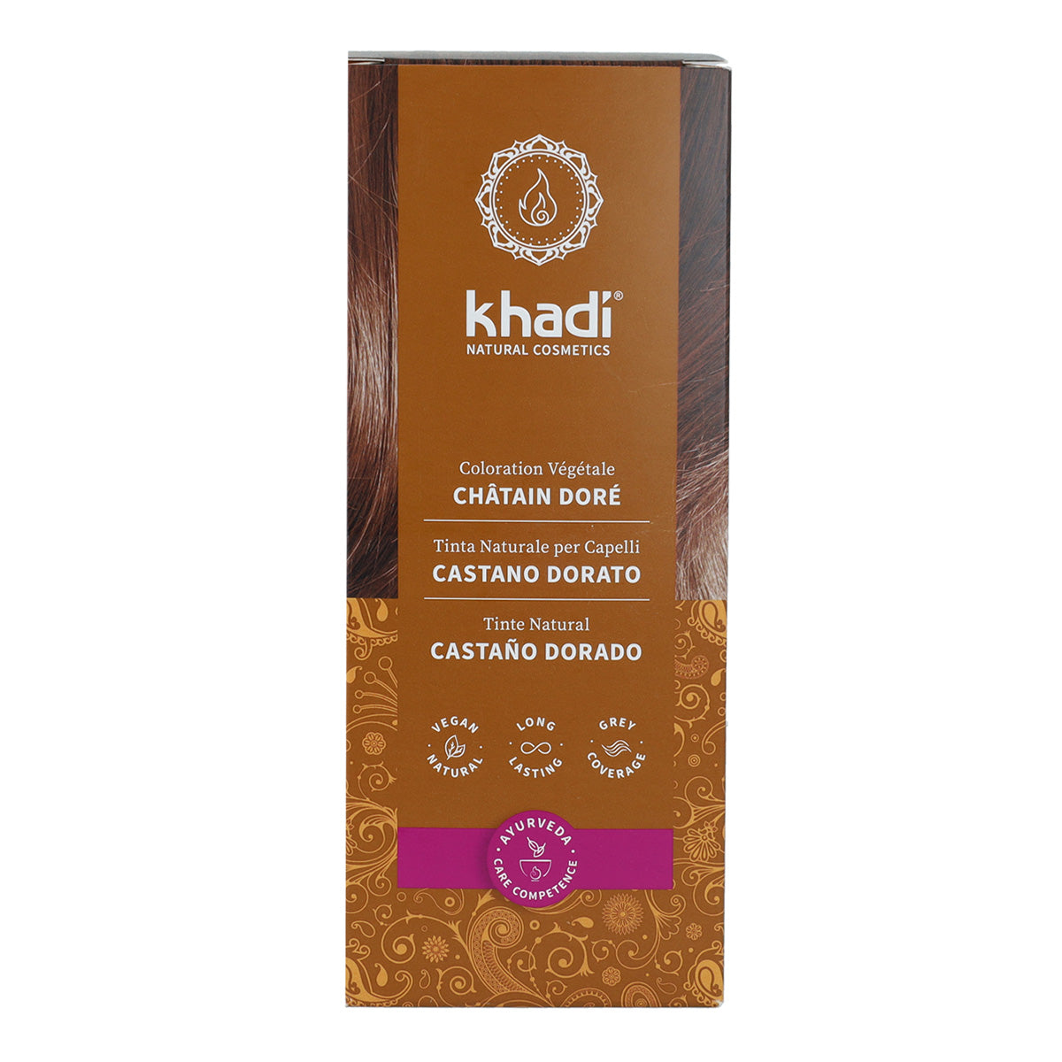 Naturalna farba do włosów w kolorze kasztanowo-złotym Khadi 100 g